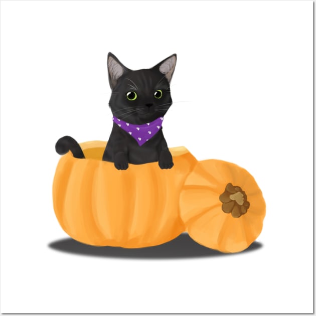 Pumpkin Cat Wall Art by michelleachan